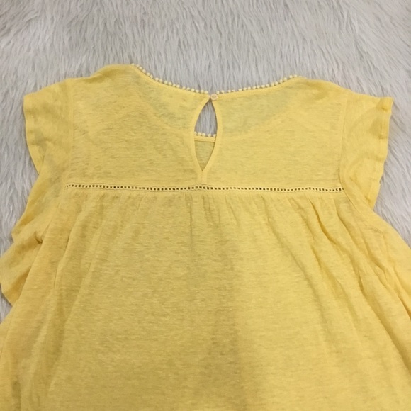 Anthropologie cottage core lightweight boho yellow ruffle top size xs - Picture 6 of 8